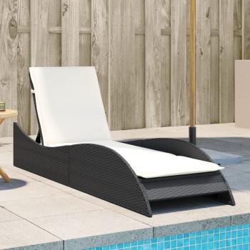 ARDEBO.de - Sonnenliege mit Auflage Schwarz 60x205x73 cm Poly Rattan