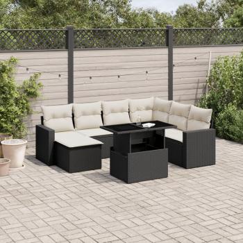 ARDEBO.de - 8-tlg. Garten-Sofagarnitur mit Kissen Schwarz Poly Rattan