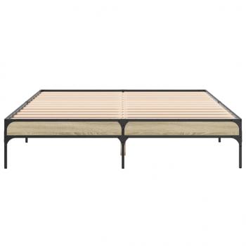 Bettgestell Sonoma-Eiche 150x200 cm Holzwerkstoff und Metall