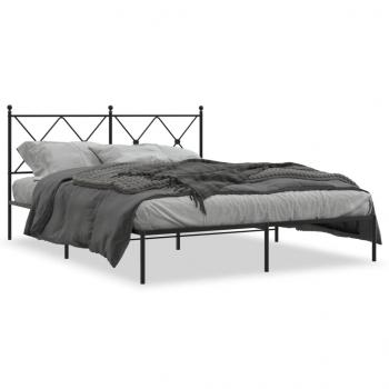 ARDEBO.de - Bettgestell mit Kopfteil Metall Schwarz 160x200 cm