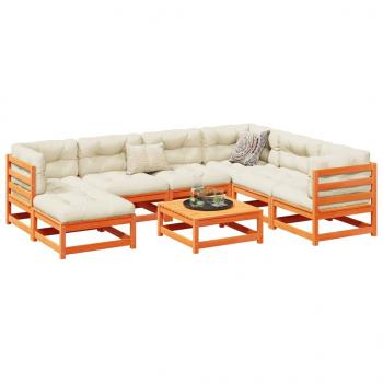 ARDEBO.de - 8-tlg. Garten-Sofagarnitur Wachsbraun Massivholz Kiefer