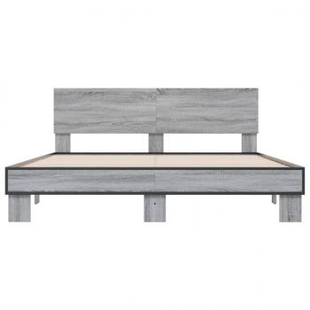 Bettgestell Grau Sonoma 150x200 cm Holzwerkstoff und Metall