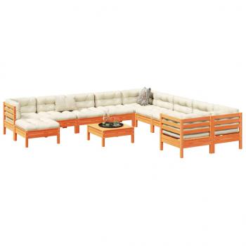 ARDEBO.de - 12-tlg. Garten-Sofagarnitur mit Kissen Wachsbraun Kiefernholz