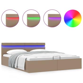 Stauraumbett mit LED Cappuccino-Braun Kunstleder 160×200cm