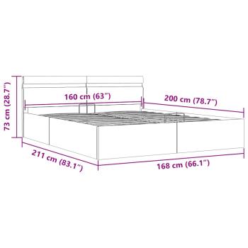 Stauraumbett mit LED Cappuccino-Braun Kunstleder 160×200cm