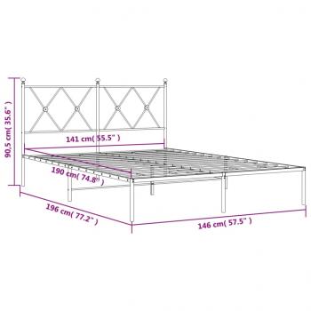 Bettgestell mit Kopfteil Metall Schwarz 140x190 cm