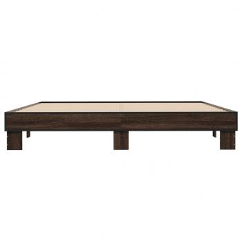 Bettgestell Braun Eichen-Optik 180x200 cm Holzwerkstoff Metall