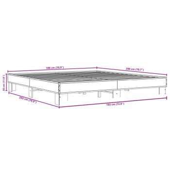 Bettgestell Braun Eichen-Optik 180x200 cm Holzwerkstoff Metall