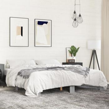 ARDEBO.de - Bettgestell Grau Sonoma 160x200 cm Holzwerkstoff und Metall