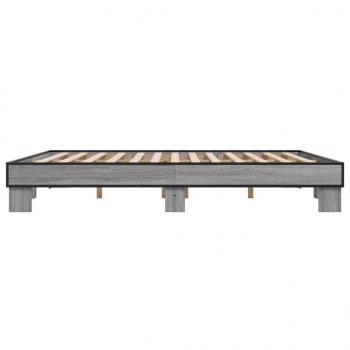 Bettgestell Grau Sonoma 160x200 cm Holzwerkstoff und Metall