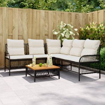 ARDEBO.de - 2-tlg. Garten-Sofagarnitur mit Auflagen Schwarz Poly Rattan