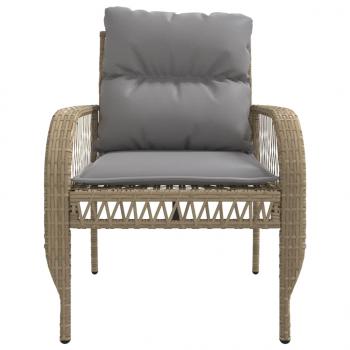 4-tlg. Garten-Sofagarnitur mit Kissen Beige Poly Rattan