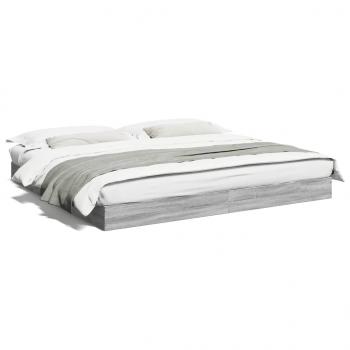 ARDEBO.de - Bettgestell Grau Sonoma 180x200 cm Holzwerkstoff