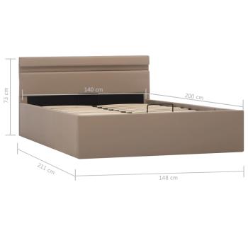 Stauraumbett mit LED Cappuccino-Braun Kunstleder 140×200cm