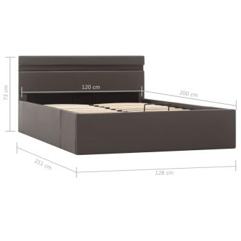 Bett mit Bettkasten Hydraulisch LED Grau Kunstleder 120x200 cm
