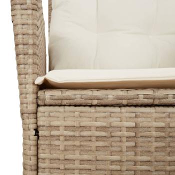 ARDEBO.de - 7-tlg. Garten-Essgruppe mit Kissen Beige Poly Rattan