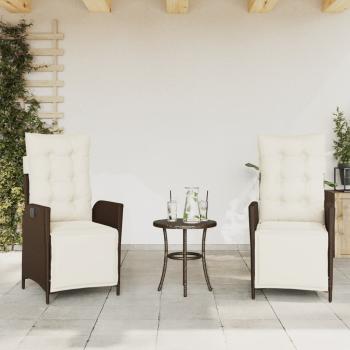 ARDEBO.de - Gartensessel mit Fußteil 2 Stk. Verstellbar Braun Poly Rattan