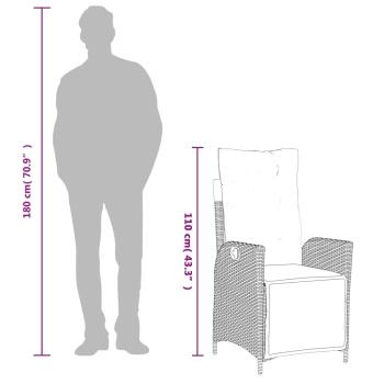 Gartensessel mit Fußteil 2 Stk. Verstellbar Braun Poly Rattan