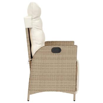 Gartensessel mit Fußteil 2 Stk. Verstellbar Beige Poly Rattan