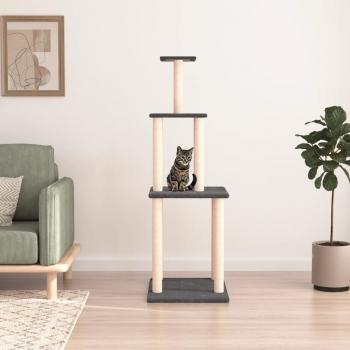 ARDEBO.de - Kratzbaum mit Sisal-Kratzsäulen Dunkelgrau 149 cm