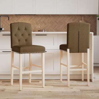 ARDEBO.de - Barstühle 2 Stk. Massivholz Gummibaum und Stoff