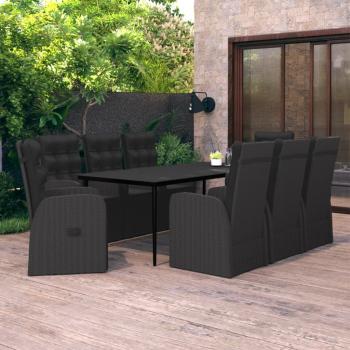 ARDEBO.de - 9-tlg. Garten-Essgruppe mit Kissen Schwarz
