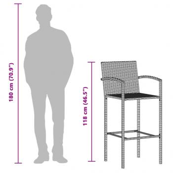 7-tlg. Gartenbar-Set Braun Massivholz Akazie und Poly Rattan