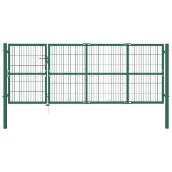 ARDEBO.de - Gartentor mit Pfosten 350 x 120 cm Stahl Grün