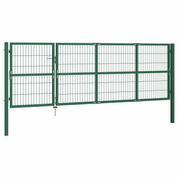 Gartentor mit Pfosten 350 x 120 cm Stahl Grün