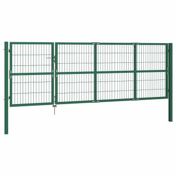 Gartentor mit Pfosten 350 x 120 cm Stahl Grün