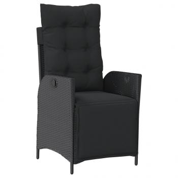Gartensessel mit Fußteil 2 Stk. Verstellbar Schwarz Poly Rattan