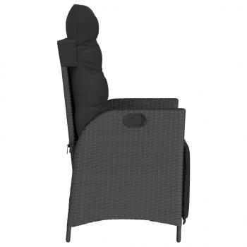Gartensessel mit Fußteil 2 Stk. Verstellbar Schwarz Poly Rattan