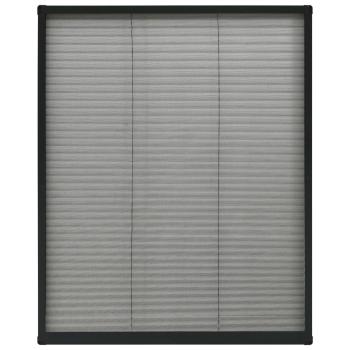 Insektenschutz-Plissee für Fenster Aluminium Anthrazit 80x100cm