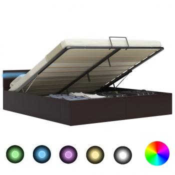 ARDEBO.de - Bett mit Bettkasten Hydraulisch LED Grau Kunstleder 180x200 cm