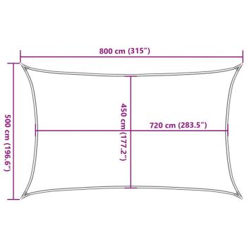 Sonnensegel 160 g/m² Weiß 5x8 m HDPE