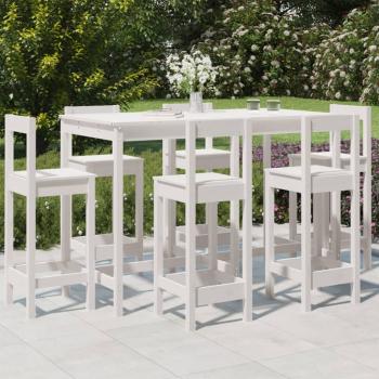 ARDEBO.de - 7-tlg. Gartenbar-Set Weiß Massivholz Kiefer
