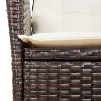 Gartensessel mit Kissen 2 Stk. Verstellbar Braun Poly Rattan