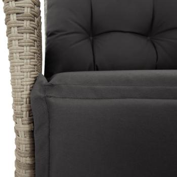 3-tlg. Garten-Essgruppe mit Kissen Hellgrau Poly Rattan