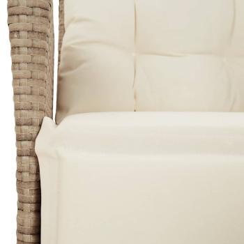 3-tlg. Garten-Essgruppe mit Kissen Beige Poly Rattan
