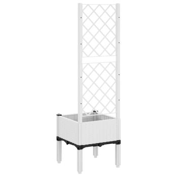 Pflanzkübel mit Rankgitter Weiß 40x40x142 cm PP