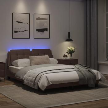 Bettgestell mit LED Braun 120x200 cm Kunstleder