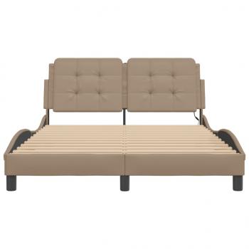 Bettgestell mit LED Cappuccino-Braun 140x200 cm Kunstleder