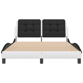 Bettgestell mit LED Weiß und Schwarz 140x200 cm Kunstleder