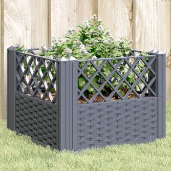 ARDEBO.de - Pflanzkasten mit Erdspießen Grau 43,5x43,5x43,5 cm PP