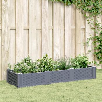 ARDEBO.de - Pflanzkasten mit Erdspießen Grau 125x40x28,5 cm PP