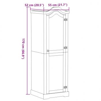 Kleiderschrank Corona 55x52x170 cm Massivholz Kiefer