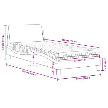 ARDEBO.de - Bett mit Matratze Blau 80x200 cm Stoff