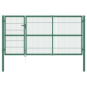 Gartentor mit Pfosten 350 x 140 cm Stahl Grün