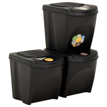 Stapelbare Mülleimer 3 Stk. Anthrazit 75 L  
