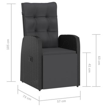 11-tlg. Garten-Essgruppe mit Kissen Poly Rattan Schwarz